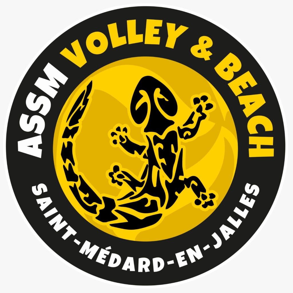 Logotipo del club francés ASSM Volley & Beach de Saint-Médard-en-Jalles, cerca de Burdeos